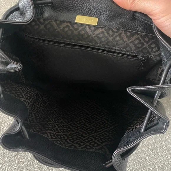 Bally vintage backpack black woven leather gold hardware